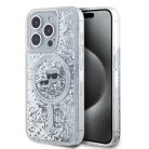iPhone 15 Pro Max Átlátszó Karl Lagerfeld Folyékony Csillám Karl és Choupette Fejek MagSafe tok