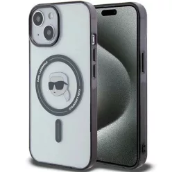   iPhone 15 Plus 6.7" átlátszó Karl Lagerfeld KLHMP15MHKHNOTK keménytok IML Karl's Head MagSafe tok