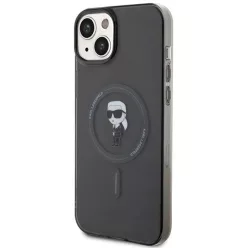 iPhone 15 Plus fekete Karl Lagerfeld IML Ikonik MagSafe tok