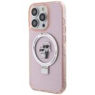 iPhone 15 Pro Max 6.7" pink/pink Karl Lagerfeld KLHMP15XHMRSKCP Ring Stand Karl&Choupette MagSafe tok