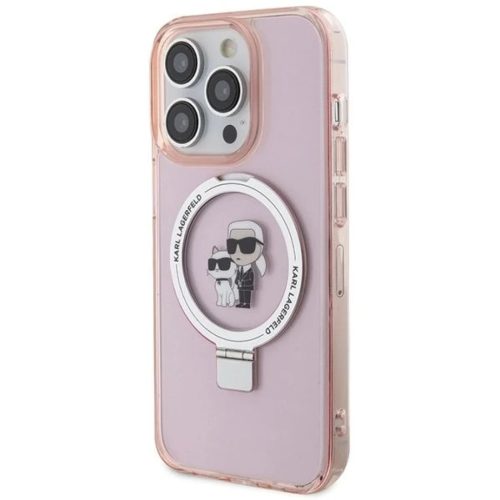 iPhone 15 Pro Max 6.7" pink/pink Karl Lagerfeld KLHMP15XHMRSKCP Ring Stand Karl&Choupette MagSafe tok