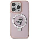 iPhone 15 Pro Max 6.7" pink/pink Karl Lagerfeld KLHMP15XHMRSKCP Ring Stand Karl&Choupette MagSafe tok