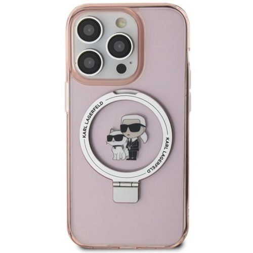 iPhone 15 Pro Max 6.7" pink/pink Karl Lagerfeld KLHMP15XHMRSKCP Ring Stand Karl&Choupette MagSafe tok
