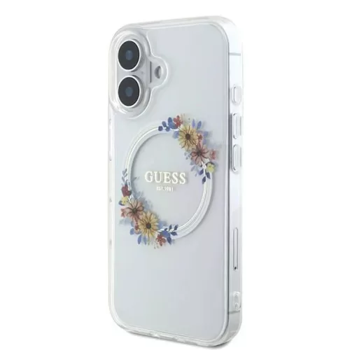 iPhone 16 Plus Átlátszó Guess IML Flowers Wreath MagSafe tok