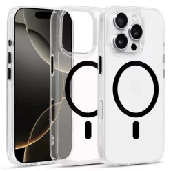 Fényes Magsafe Átlátszó Tok iPhone 16 Pro fekete tok