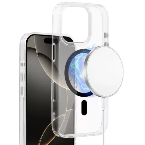 Fényes Magsafe Átlátszó Tok iPhone 16 Pro fekete tok