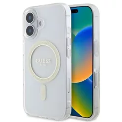   iPhone 16 Átlátszó Guess IML Csillogó Gyűrű MagSafe tok