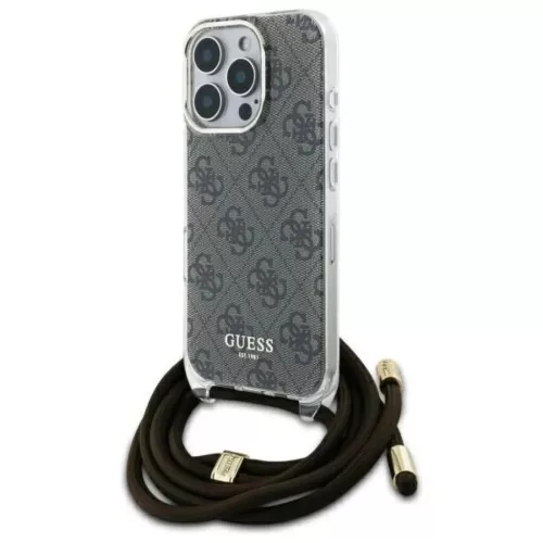 iPhone 16 Pro 6.3" Guess GUHCP16LHC4SEW barna/barna keménytok Crossbody Cord 4G Print tok