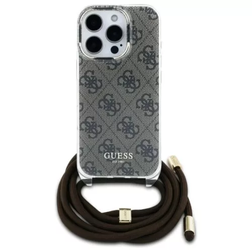 iPhone 16 Pro 6.3" Guess GUHCP16LHC4SEW barna/barna keménytok Crossbody Cord 4G Print tok
