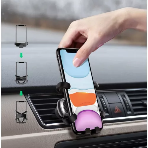 Ugreen Inuverzális szellőzőre rögzíthető autós Gravity telefon tartó fekete (80871)