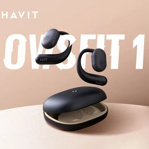 Havit - Vezeték nélküli fülhallgató (OWS914) - mikrofonnal, Bluetooth 5.3, valóban vezeték nélküli sztereó, ENC, USB-C, 500mAh - Fekete