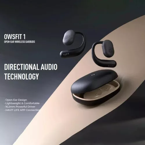 Havit - Vezeték nélküli fülhallgató (OWS914) - mikrofonnal, Bluetooth 5.3, valóban vezeték nélküli sztereó, ENC, USB-C, 500mAh - Fekete