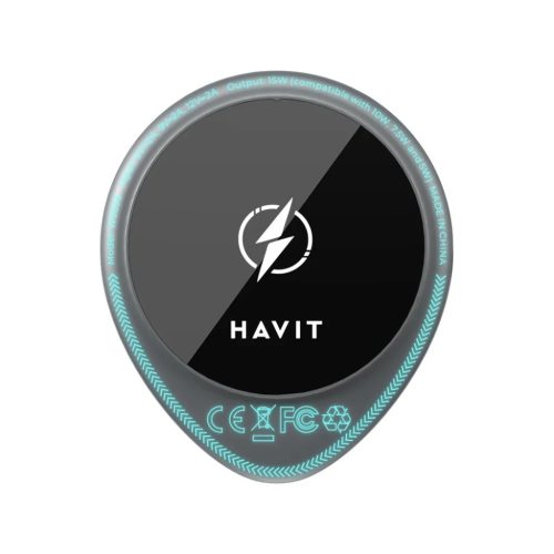 Havit Autós tartó vezeték nélküli töltéssel (W3036) - hűtővel, légbeömlőre, 15W - Fekete