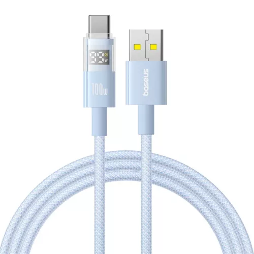 Baseus - Data Cable Display 2 (P10382701311-00) - Gyors töltés, USB Type-C, Digitális kijelző, 100W, 1m - Galaxy kék