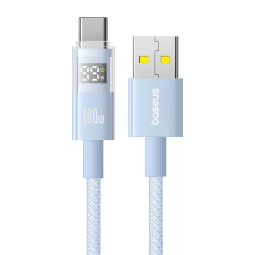 Baseus - Data Cable Display 2 (P10382701311-00) - Gyors töltés, USB Type-C, Digitális kijelző, 100W, 1m - Galaxy kék