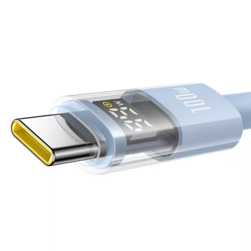 Baseus - Data Cable Display 2 (P10382701311-00) - Gyors töltés, USB Type-C, Digitális kijelző, 100W, 1m - Galaxy kék