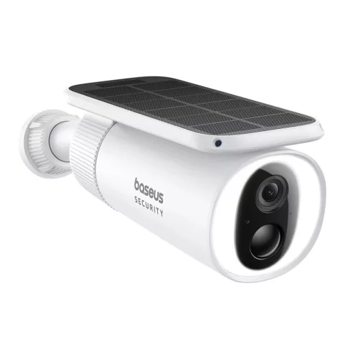 Baseus - Kültéri Biztonsági Kamera S1 (S0SW002130) - Napelemes, 2K, 8GB, Kétirányú Audio, Éjjellátó, 10.400mAh - Fehér
