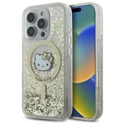   iPhone 16 Pro 6.3" fehér arany Hello Kitty HKHMP16LLGDIH keménytok Liquid Glitter Fever MagSafe tok