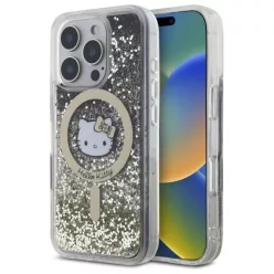   iPhone 16 Pro 6.3" fekete arany/fekete arany Hello Kitty HKHMP16LLGDIK keménytok Liquid Glitter Fever MagSafe tok