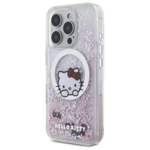 iPhone 16 Pro 6.3" Fehér/Fehér Hello Kitty HKHMP16LLSWKH Keménytok Liquid Glitter Sweet Kitty Masnik MagSafe tok