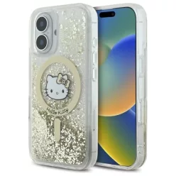   iPhone 16 6.1" fehér arany Hello Kitty HKHMP16SLGDIH kemény tok Liquid Glitter Fever MagSafe tok
