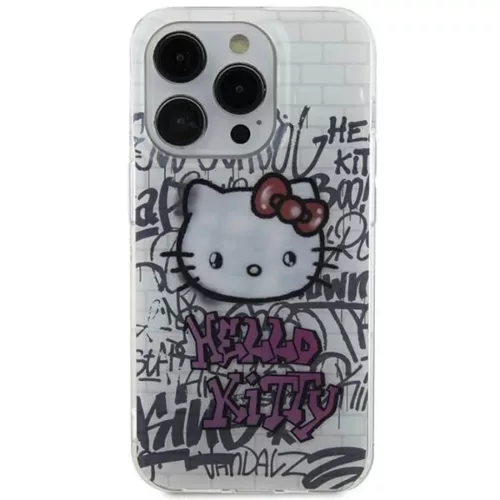 iPhone 15 fehér Hello Kitty IML Kitty On Bricks Graffiti tok