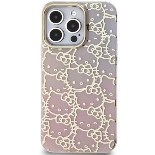 iPhone 14 Pro Rózsaszín Hello Kitty IML Színátmenetes Aranyozott Hello Kitty Fejes Tok