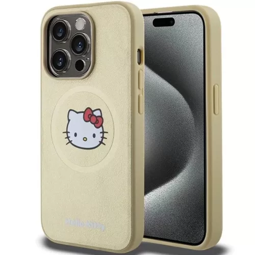 iPhone 13 Pro Max arany Hello Kitty bőr Kitty fej MagSafe tok