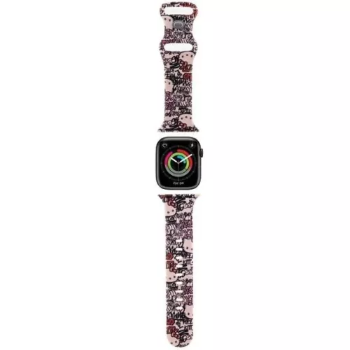 Apple Watch 38/40/41mm Hello Kitty Szilikon Tag Graffiti Szíj - Rózsaszín