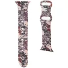 Apple Watch 38/40/41mm Hello Kitty Szilikon Tag Graffiti Szíj - Rózsaszín