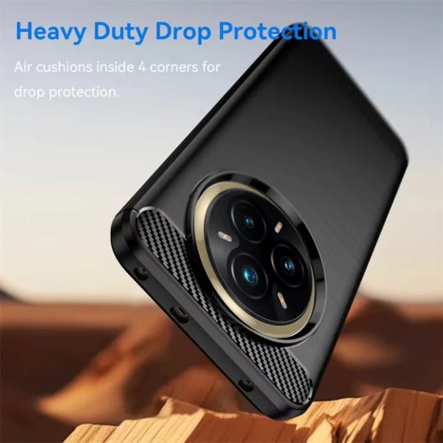 Techsuit - Szénszilikon - Realme 14 Pro+ - Fekete tok