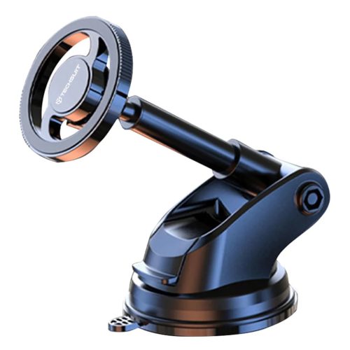 Techsuit - MagProX (S12) autós tartó - Műszerfalra, MagSafe kompatibilis, 360°-os forgatás, tapadókorongos rögzítőtalp - Fekete