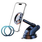 Techsuit - MagProX (S12) autós tartó - Műszerfalra, MagSafe kompatibilis, 360°-os forgatás, tapadókorongos rögzítőtalp - Fekete