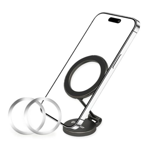 Techsuit - TitanMagX (S13) autós tartó - műszerfalra és asztalra, MagSafe kompatibilis, összecsukható, állítható, 3M ragasztóval - Szürke