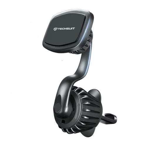 Techsuit - AirFix - Légbefúvóba rögzíthető autós tartó (S3) - fémlemezekkel, mágneses autós tartó N52, 360°-ban forgatható, univerzális - fekete