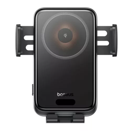 Baseus - Vezeték nélküli autós szellőzőrács tartó Wisdom Pro (C40381501123-00) - 15W, 360°, Automatikus tekercs igazítás, LED fény, 7.2 inch - Fekete