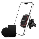 Autós tartó Techsuit MagGrip (S4) - Biztonságos mágneses tartás légkondicionáló rácshoz, 360°-os forgatás, fémlemezekkel - Fekete/Piros.