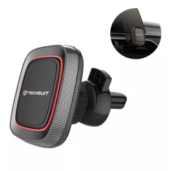   Autós tartó Techsuit MagGrip (S5) - Biztonságos mágneses rögzítés szellőzőrácsba, 360°-os forgatási szög, fémlemezekkel - Fekete/Piros.