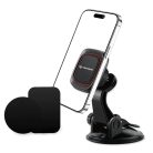 Autó Mágneses tartó Techsuit MagGrip (S6) műszerfalra, 360°-os forgatás, tapadókorong, 2 fém lemez - Fekete/Piros