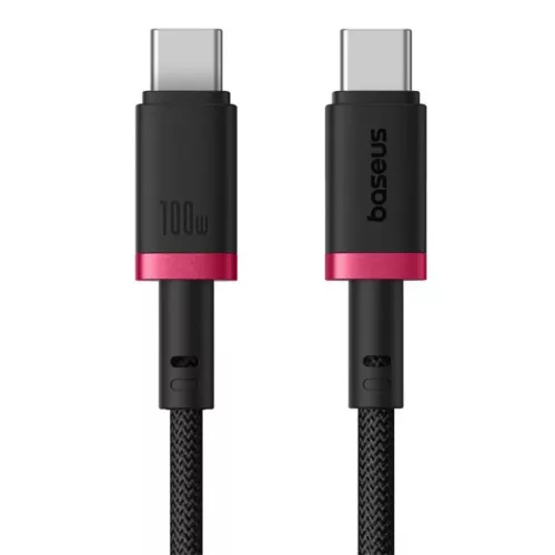 Baseus - Dura sorozatú adatkábel (P10377803U01-03) - MacBookhoz, Type-C, gyors töltés, PD 100W, 480 Mbps, 2 m - Piros / Fekete