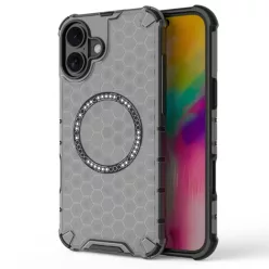Techsuit - HoneyComb Pajzs MagSafe - iPhone 16 - Fekete tok