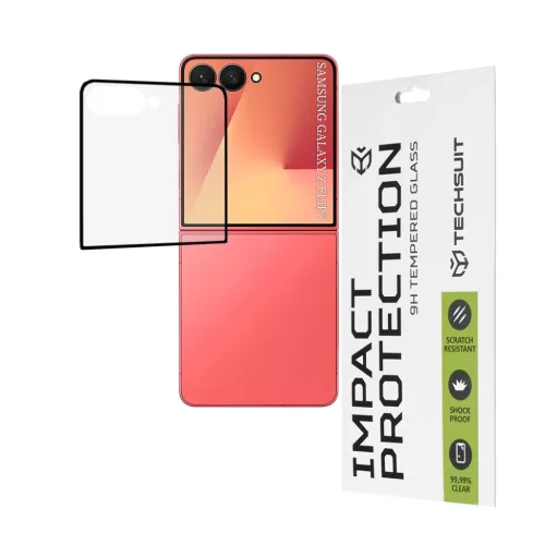 Techsuit - 111D Teljes Fedés / Teljes Ragasztás Üveg - Samsung Galaxy Z Flip7 - Fekete üvegfólia