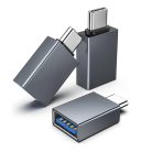 Techsuit - Prémium OTG Adapter SlateVolt (A8) - USB 3.0-ról Type-C-re, 5Gbps, 3A, Alumínium ötvözet, Gyors adatátvitel - Szürke.
