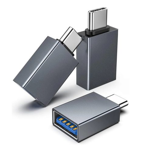 Techsuit - Prémium OTG Adapter SlateVolt (A8) - USB 3.0-ról Type-C-re, 5Gbps, 3A, Alumínium ötvözet, Gyors adatátvitel - Szürke.