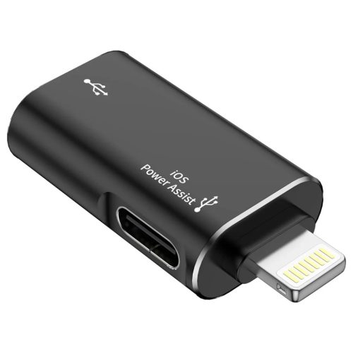 Techsuit - Prémium OTG Adapter AluVoltX (A18) - USB Lightning csatlakozóhoz, Plug and Play, Alumínium ötvözet, Gyors adatátvitel - Fekete