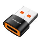 Telefontöltésre és adatátvitelre való Techsuit - HyperPort (A4) OTG Adapter - Type-C női csatlakozó USB férfi típusra, 5Gbps, 6A, 120W, fekete/narancs színben.