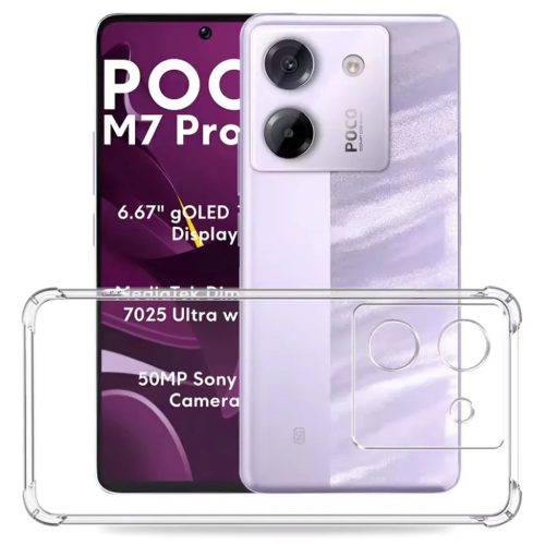 Techsuit - Ütésálló Átlátszó Szilikon - Xiaomi Poco M7 Pro 5G - Átlátszó tok