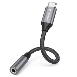   Techsuit - (2 darabos) Prémium Kábel Adapter FuseXound (AC12) - Type-C to 3,5 mm Jack, 3A, Plug and Play, Fonott - Szürke