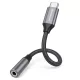 Techsuit - (2 darabos) Prémium Kábel Adapter FuseXound (AC12) - Type-C to 3,5 mm Jack, 3A, Plug and Play, Fonott - Szürke