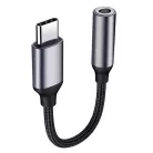 Techsuit - (2 darabos) Prémium Kábel Adapter FuseXound (AC12) - Type-C to 3,5 mm Jack, 3A, Plug and Play, Fonott - Szürke
